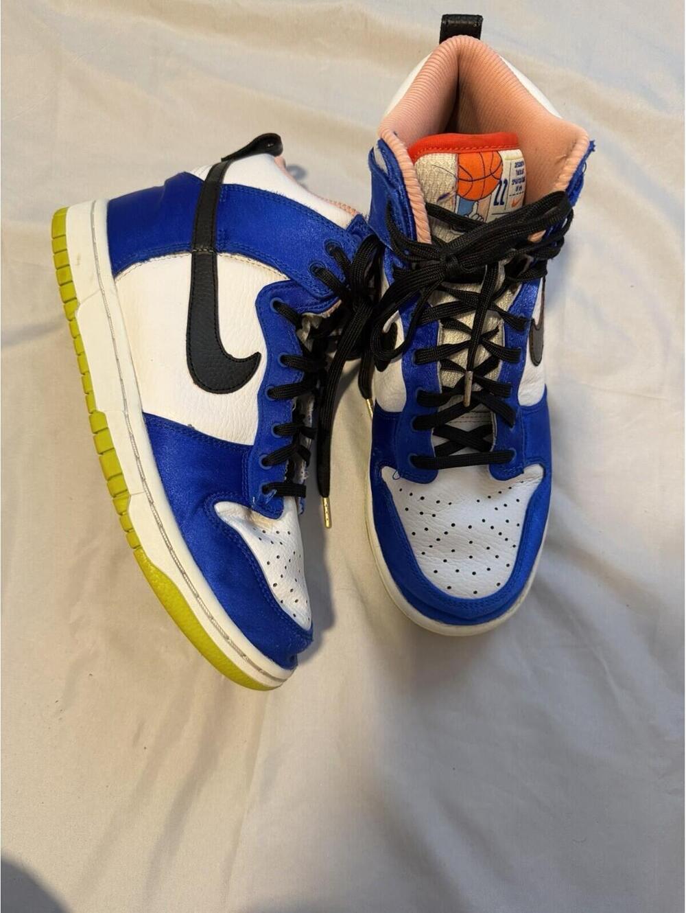 Nike Blue Satin detail High Top Lace-Up Sneakers, Woman’s size 7